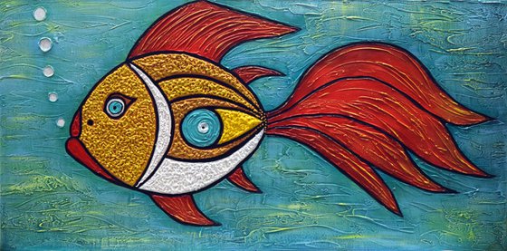 Goldfish - Abstract Gold Fish Painting