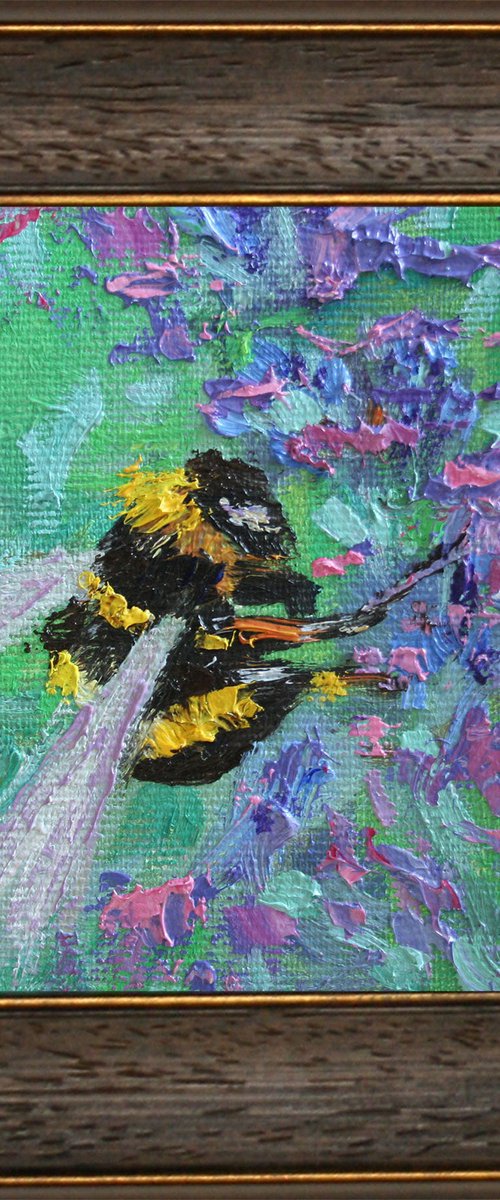 BUMBLEBEE 08... framed / FROM MY SERIES "MINI PICTURE" / ORIGINAL PAINTING by Salana Art