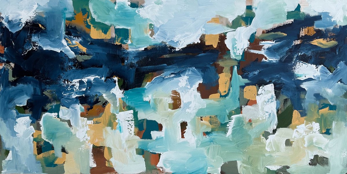 Abstract Acrylic Painting By Omar Obaid, 59 X 30", The Moments We Know, Original Artwork