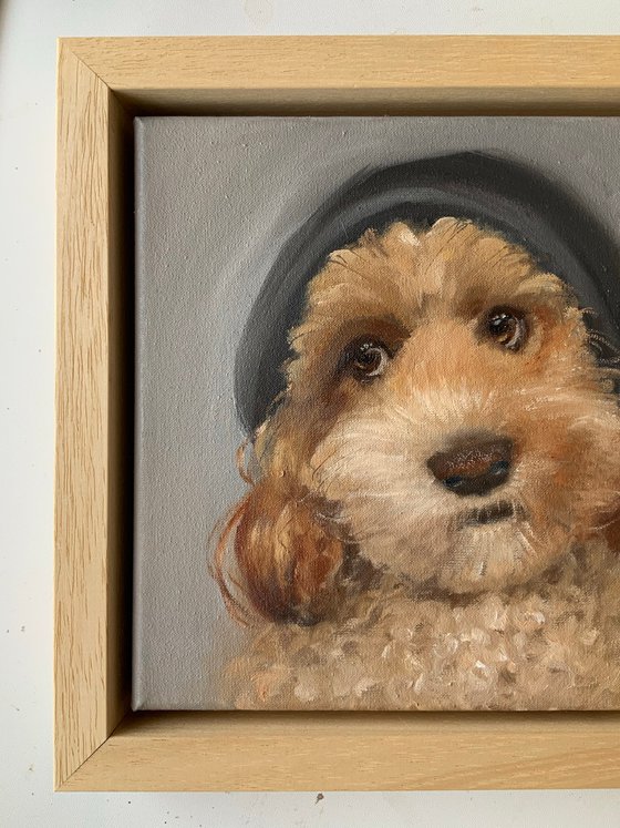 Custom pet portrait in frame