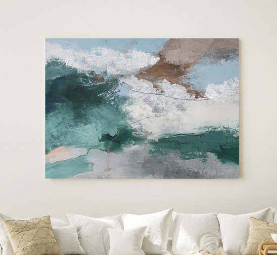"Greenland 2" Green blue abstract acrylic art