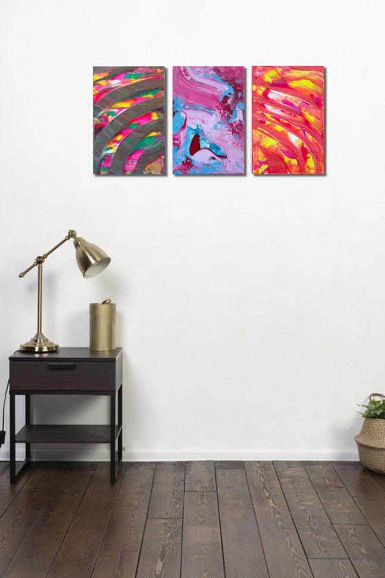 Burning soul, Triptych n° 3 Paintings