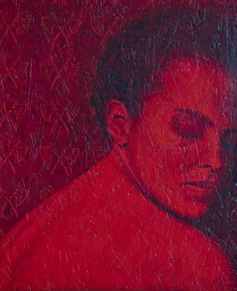 Expressive Portrait Oil Painting By Artmoods Tp, 19 X 24, Seconds Before The Fight, Original Artwork