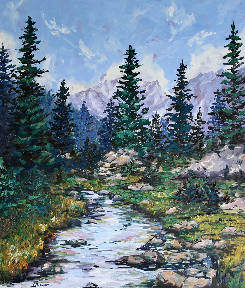 Impressionistic Landscape Oil Painting By Liza Illichmann, 24 X 28", Balance, Original Artwork