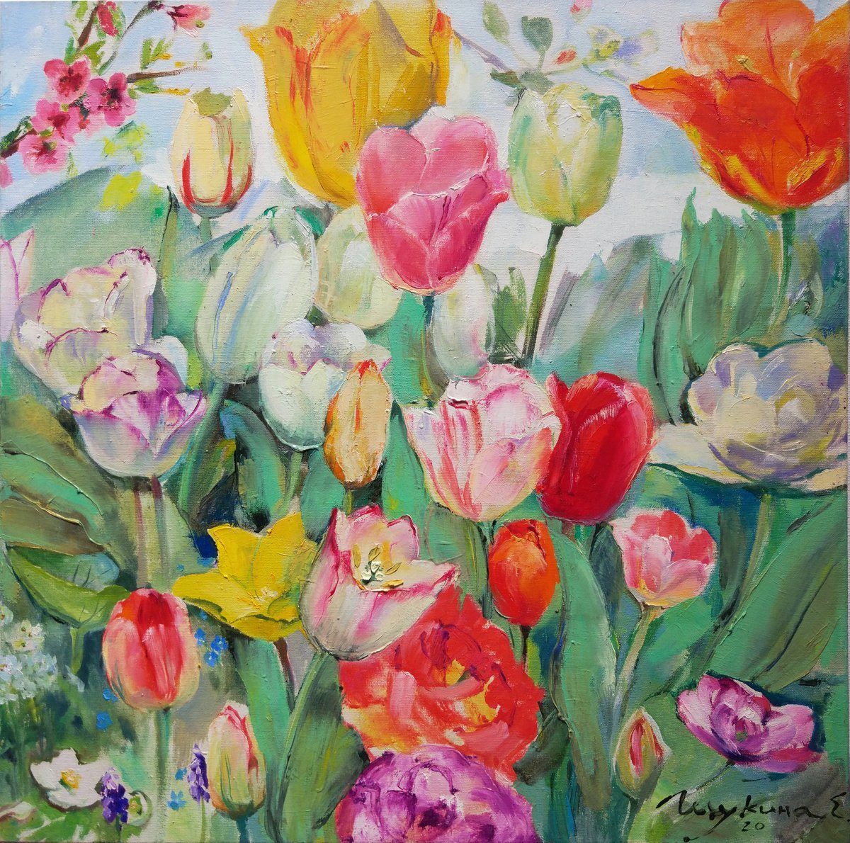 Spring flowers. Tulips. by Helen Shukina