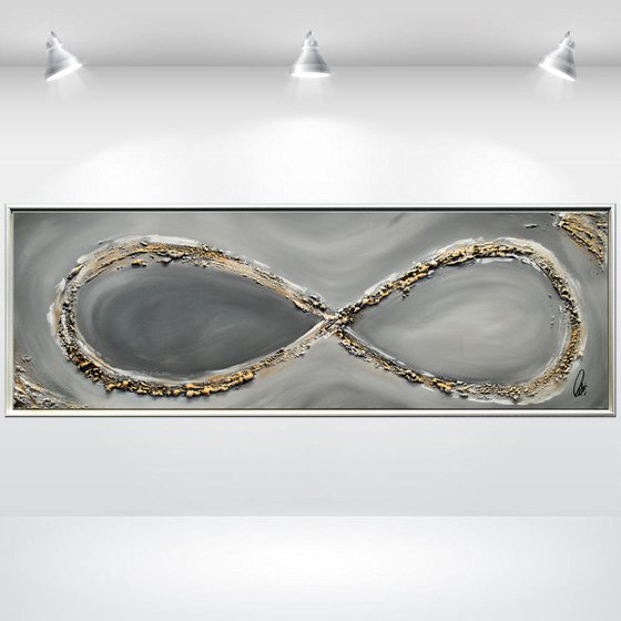 Infinity in Gold - Abstract- Painting- Acrylic Canvas Art - Wall Art - Framed Art -  Modern Art