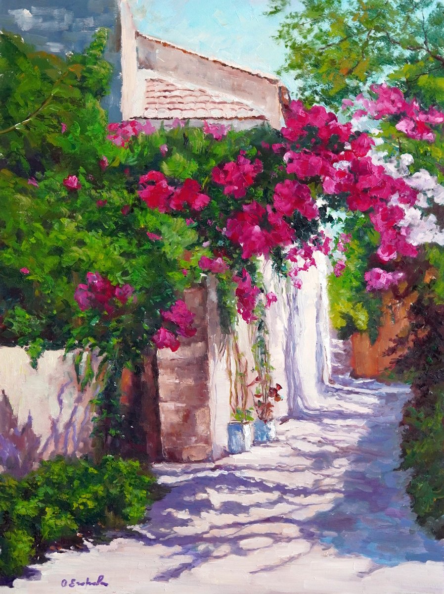 Impressionistic Cityscapes Oil Painting By Olga Egorov, 24 X 31", Street, Original Artwork