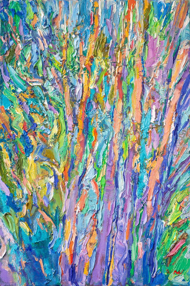 Impressionistic Landscape Oil Painting By Vasyl Moldavchuk, 16 X 24", Trees, Early Autumn, Original Artwork