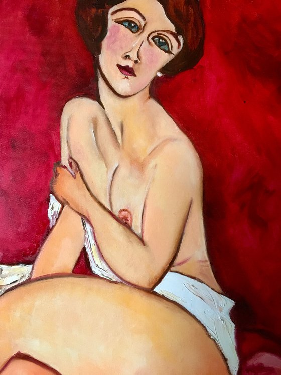 Red Nude #2 Amedeo Modigliani inspired