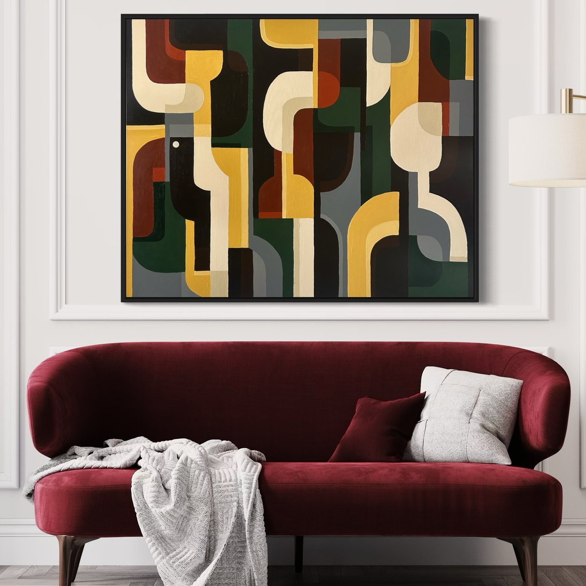 Geometric Abstract Acrylic Painting By Samantha Malone, 39 X 31", Natural Fusion, Original Artwork