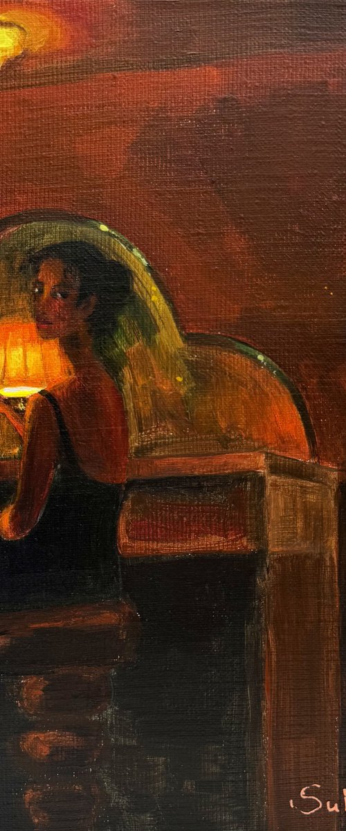 Woman with Glass of Wine by Victoria Sukhasyan