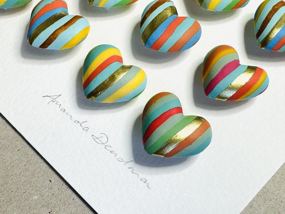 LOVE - Multi-coloured stripes with gold