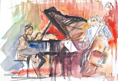 "Jazz Harmony at Midnight" sketch from life by Irina Bibik-Chkolian