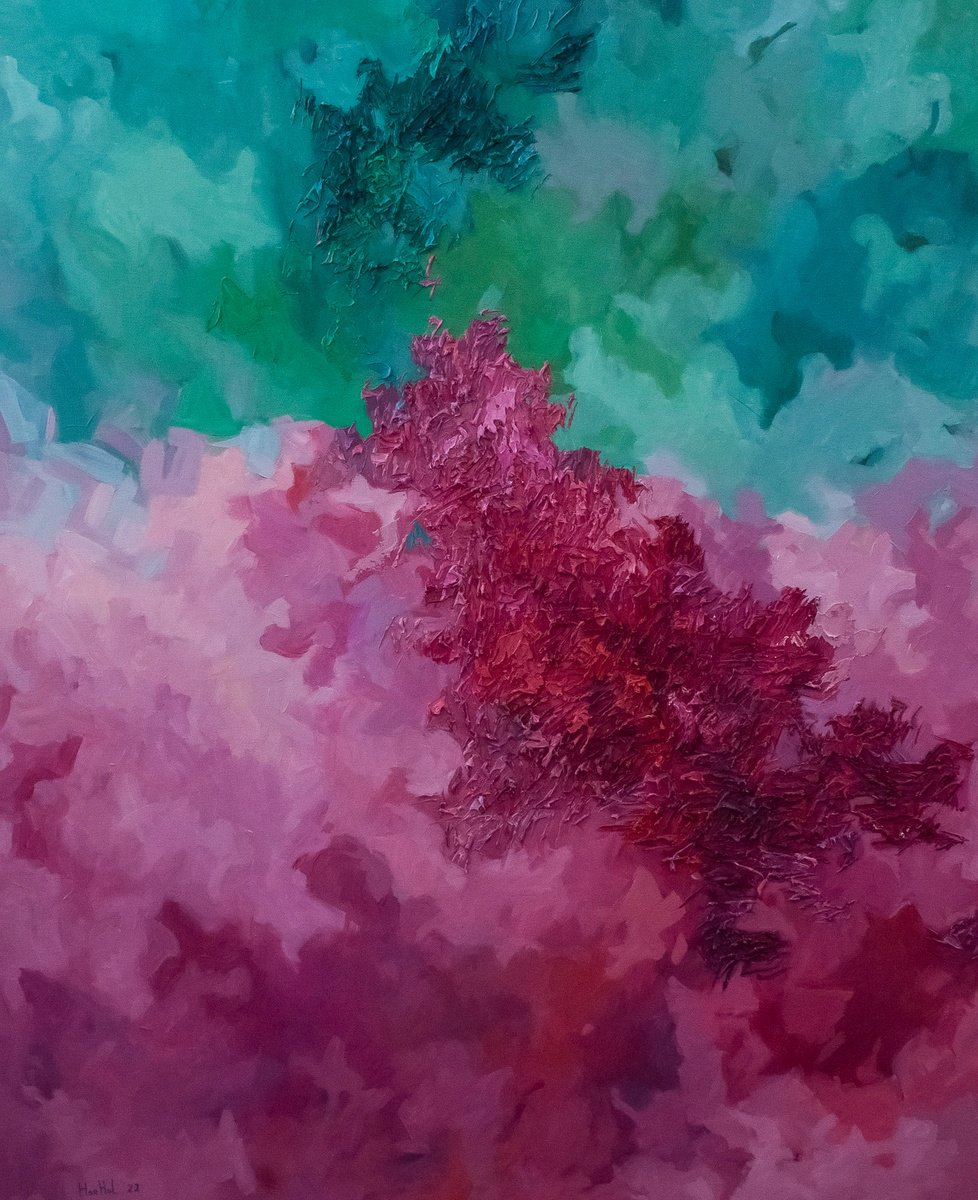 Organic Abstract Oil Painting By Olena Horhol, 31 X 39", Abstract, Original Artwork