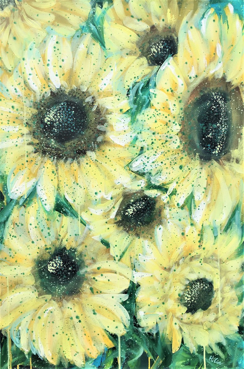 The Sunny Side Of Everything - Sunflowers by HSIN LIN by HSIN LIN