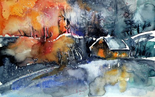 House in the winter forest by Kovács Anna Brigitta