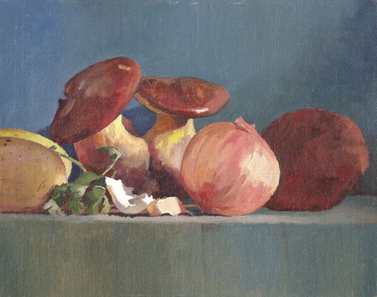 Still-life with wild mushrooms by Tatyana Holodnova