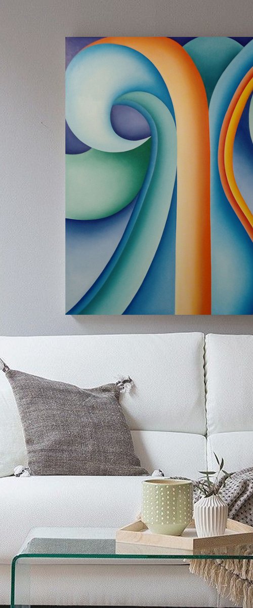 Abstract blue and orange by Brenda Daniela