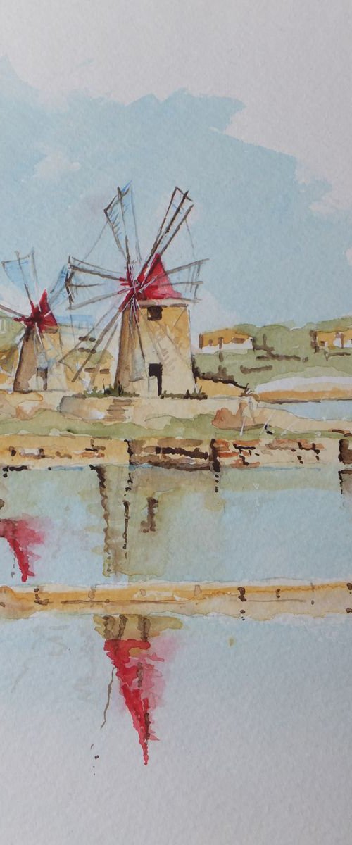 Salt Mills at Marsala, Sicily by David Harmer