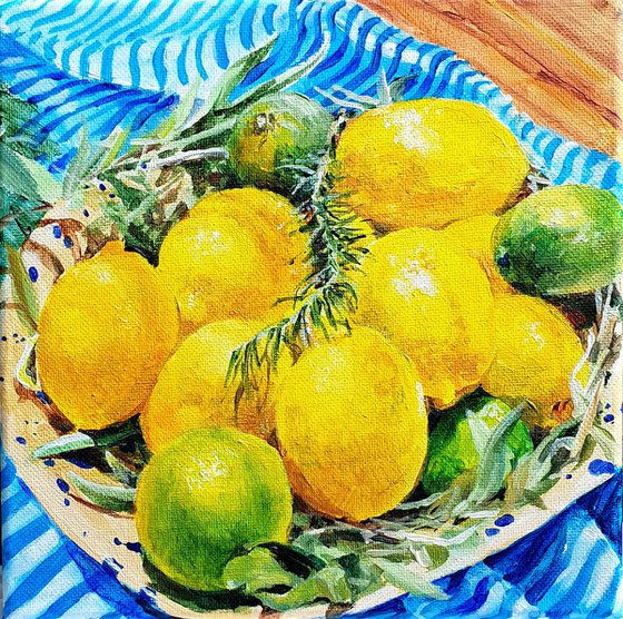 Yellow lemons still life