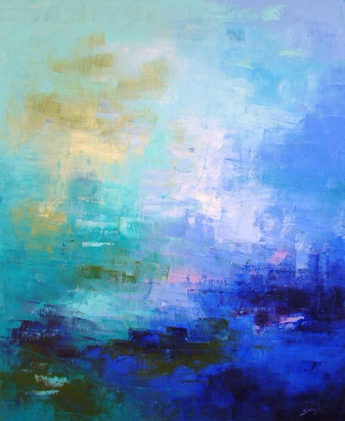 Coming home from Heaven - Blue Landscape (ref#:1070-20F) by Saroja van der Stegen