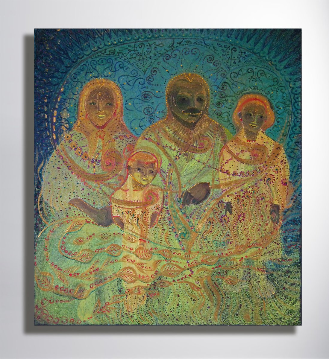 Impressionistic Portrait Oil Painting By Marya, 35 X 39", "Family", Original Artwork