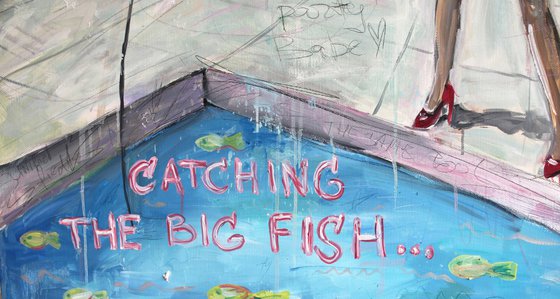 Catching the big fish, Girl and swimming pool