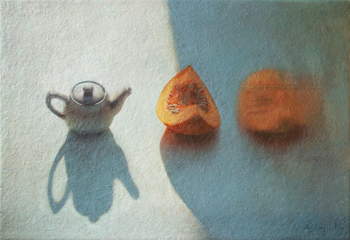 The Teapot and Pumpkin in the Garden by Andrejs Ko