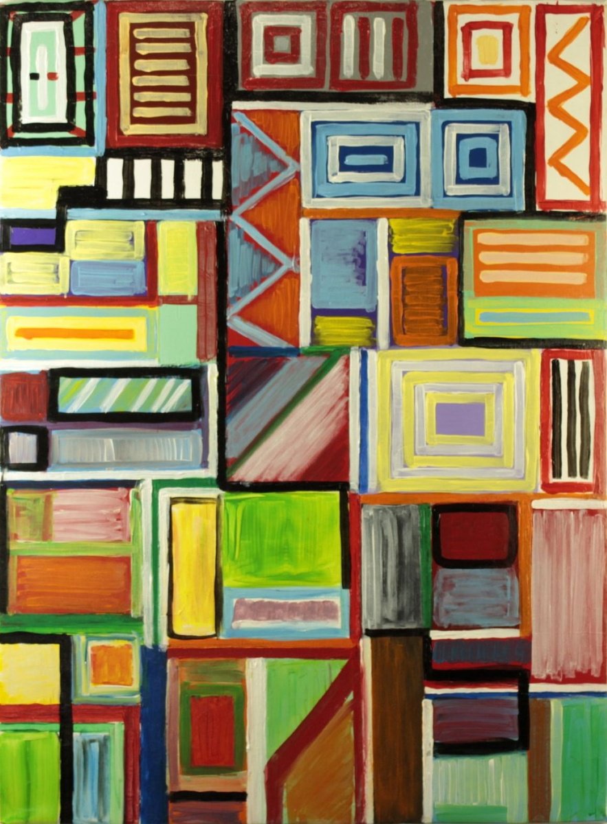 Abstract Acrylic Painting By Alessandro Butera, 32 X 41, Urban Weave, Original Artwork