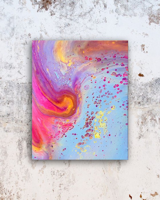 "Blowing Bubbles" - SPECIAL Valentine's Day Price + FREE USA SHIPPING - Original Abstract PMS Fluid Acrylic Painting - 16 x 20 inches