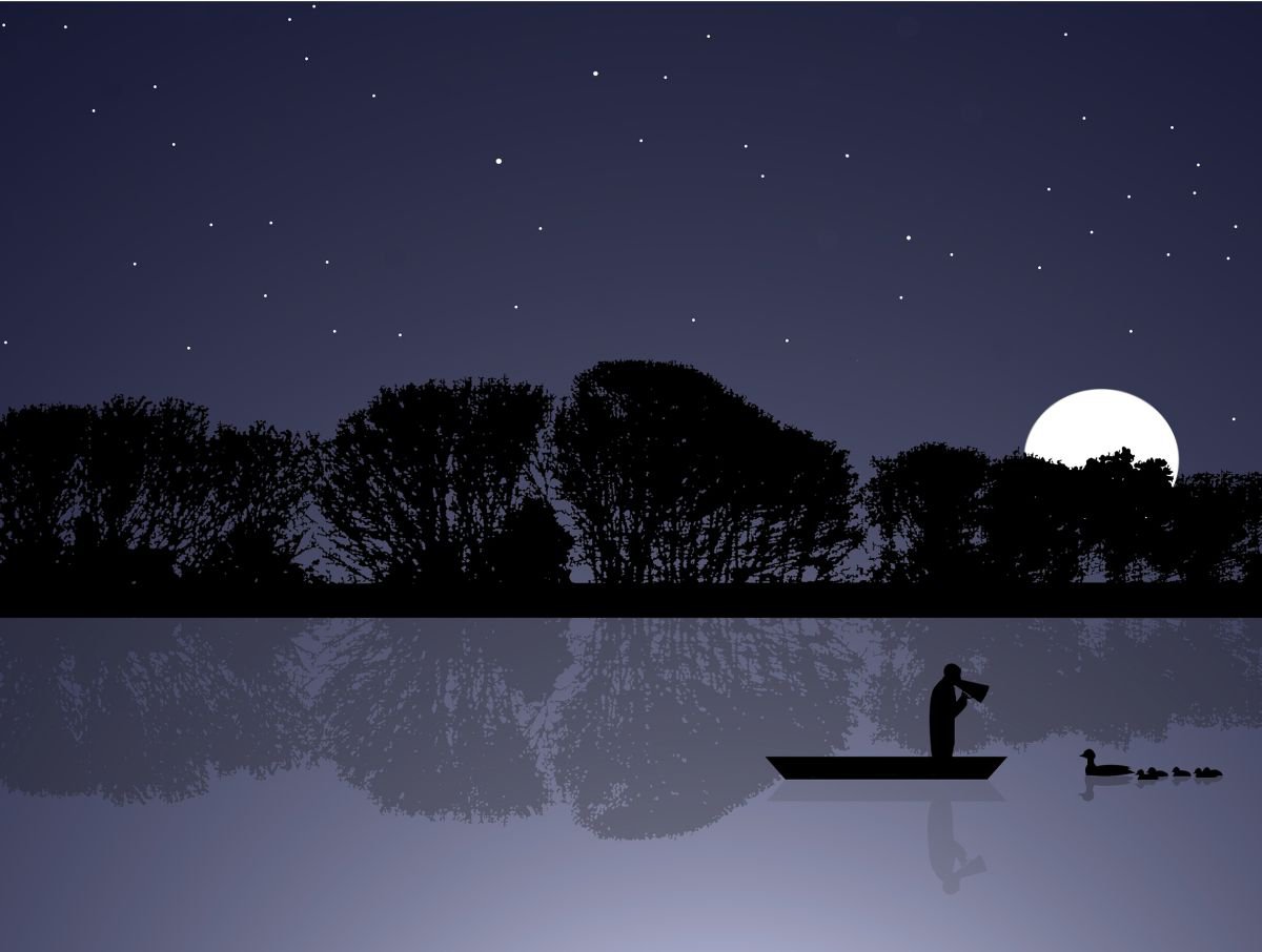 Rowing Coach On Holiday At Night (large) by Rennie Pilgrem