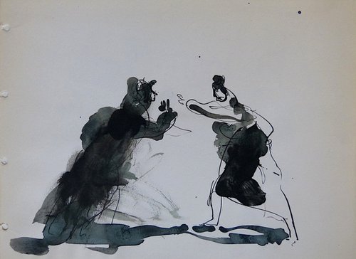 Two Women, 24x32 cm by Frederic Belaubre
