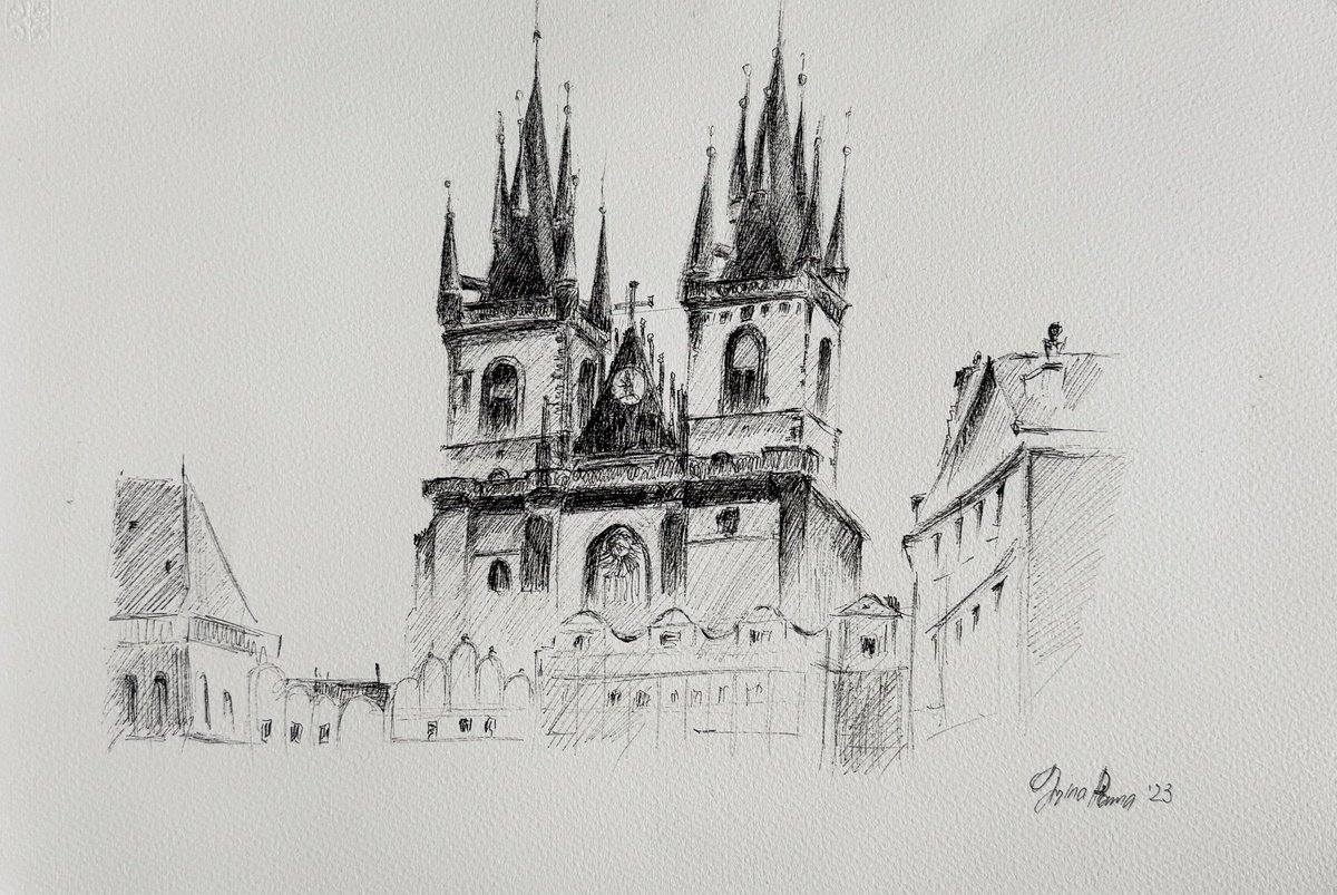 Graphic Ink Drawing , Spirit Of The Old City By Irina Ponna, 15 X 11, Artwork For Sale On Artfinder