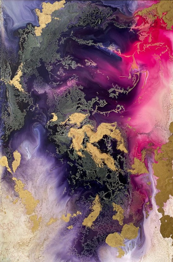 Pink and Gold Abstract Art