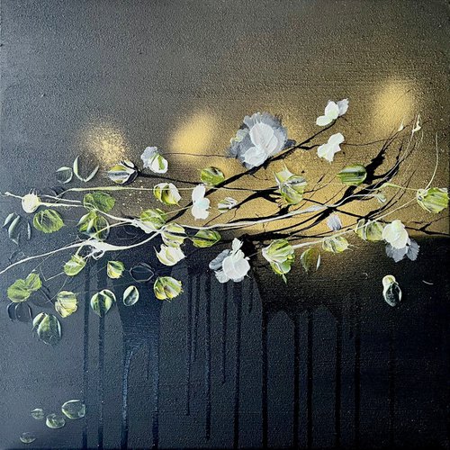 Flowers “Magic Night” 23,6 x 23,6 x 0,8 inches by Anastassia Skopp