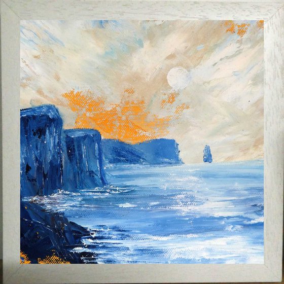 Blue Moonlit Seastack