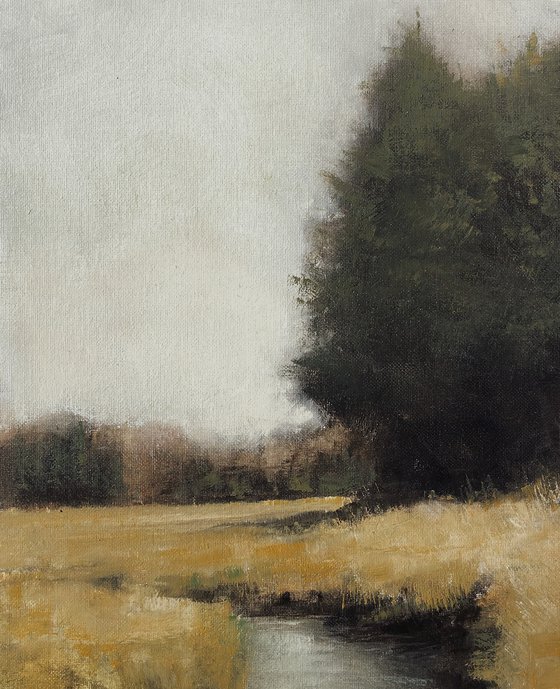 Golden Field 201017 tonal impressionist landscape oak trees