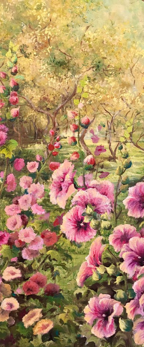 Hollyhock in summer by oana voda