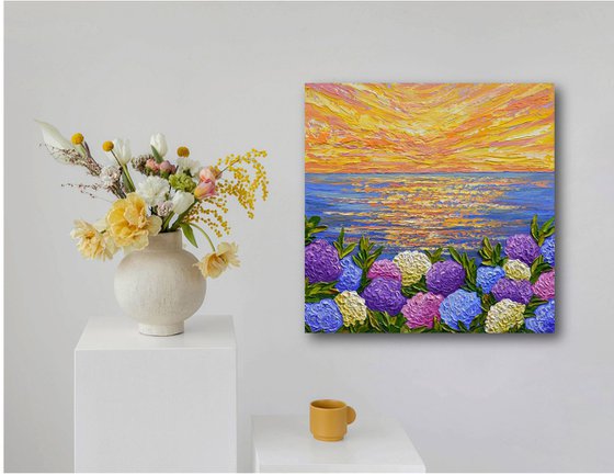 Hydrangeas at Sunset