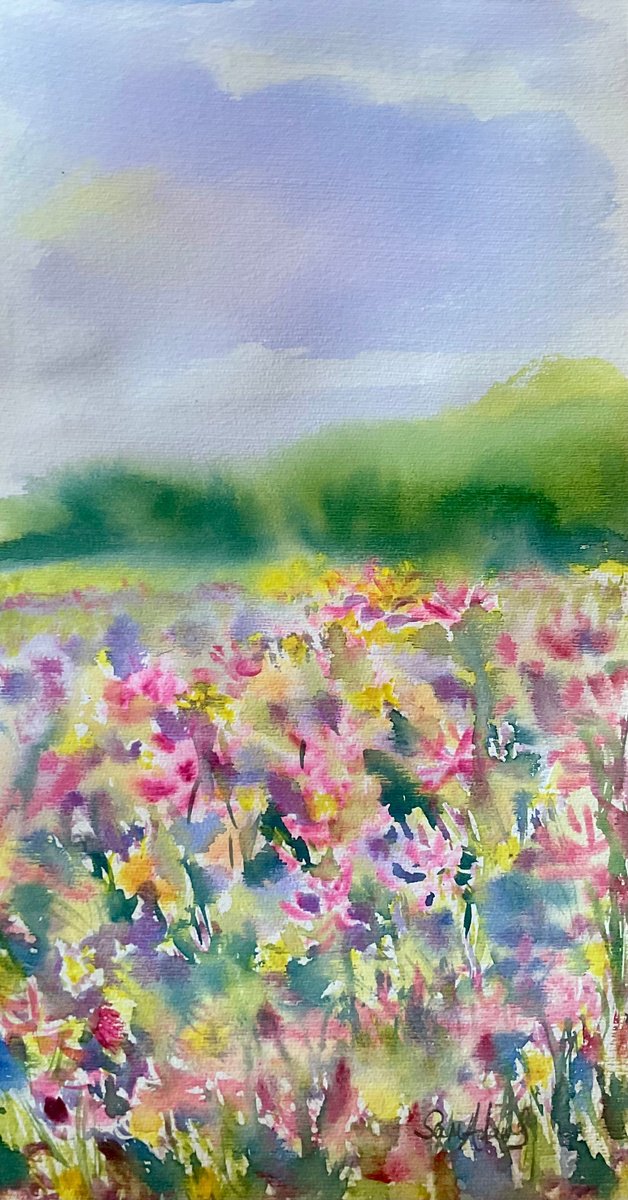 Expressive Watercolour , Bright And Beautiful By Samantha Adams, 7 X 14, Artwork For Sale On Artfinder