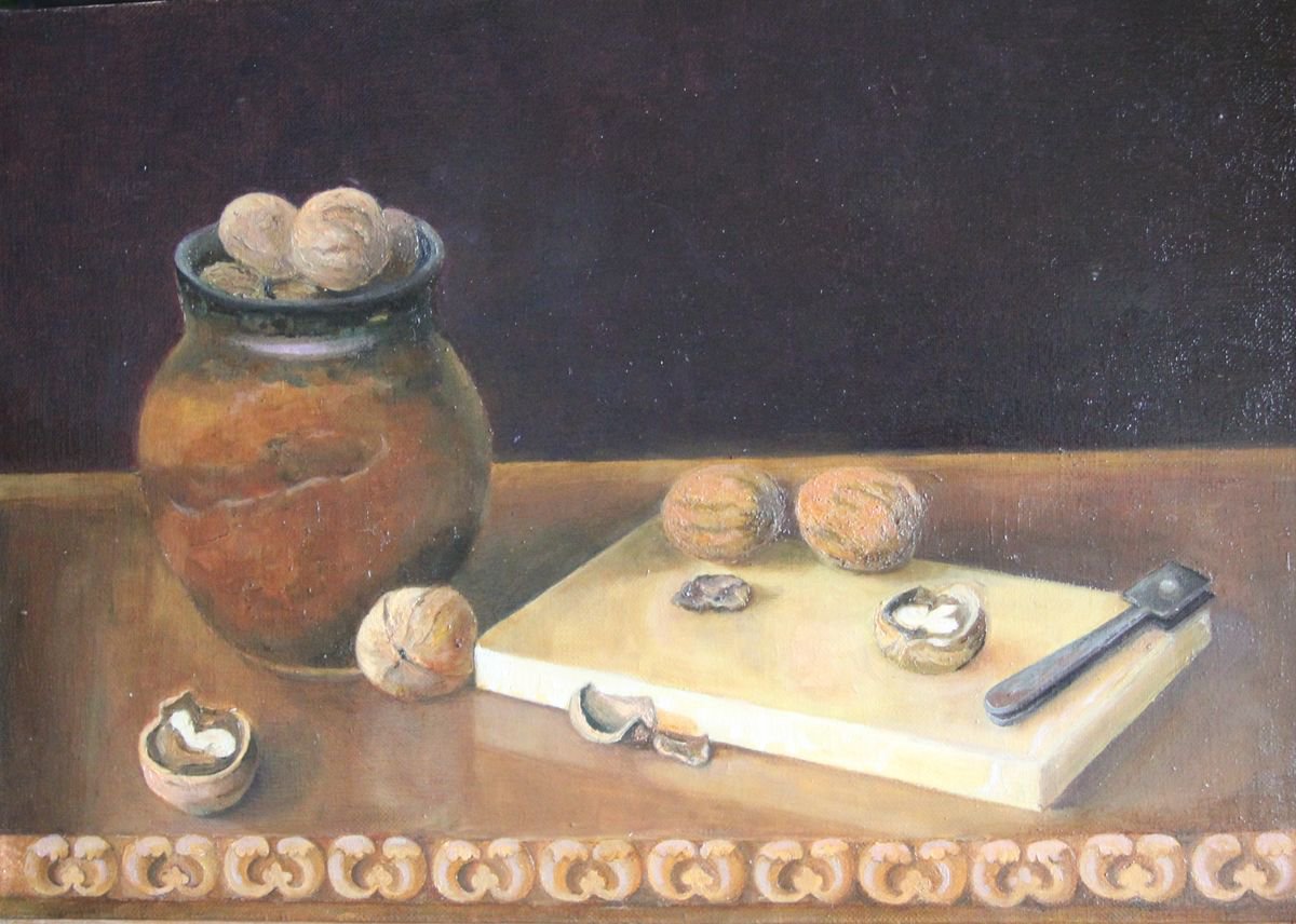Still life with walnuts. by Ludmila Artamoshina