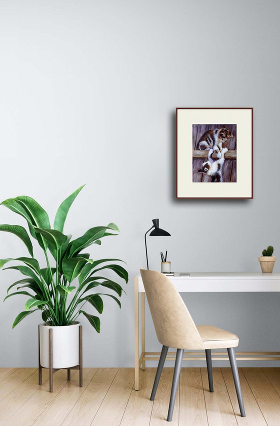 Playful Kittens on the Fence