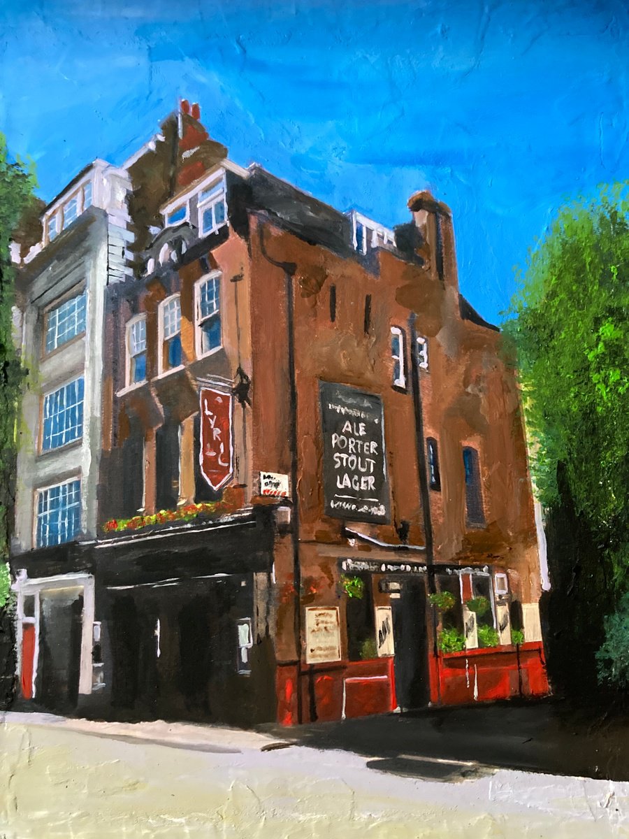 Photorealistic Cityscapes Acrylic Painting By Andrew Reid Wildman, 10 X 12, Traditional Soho Pub, London, Original Artwork