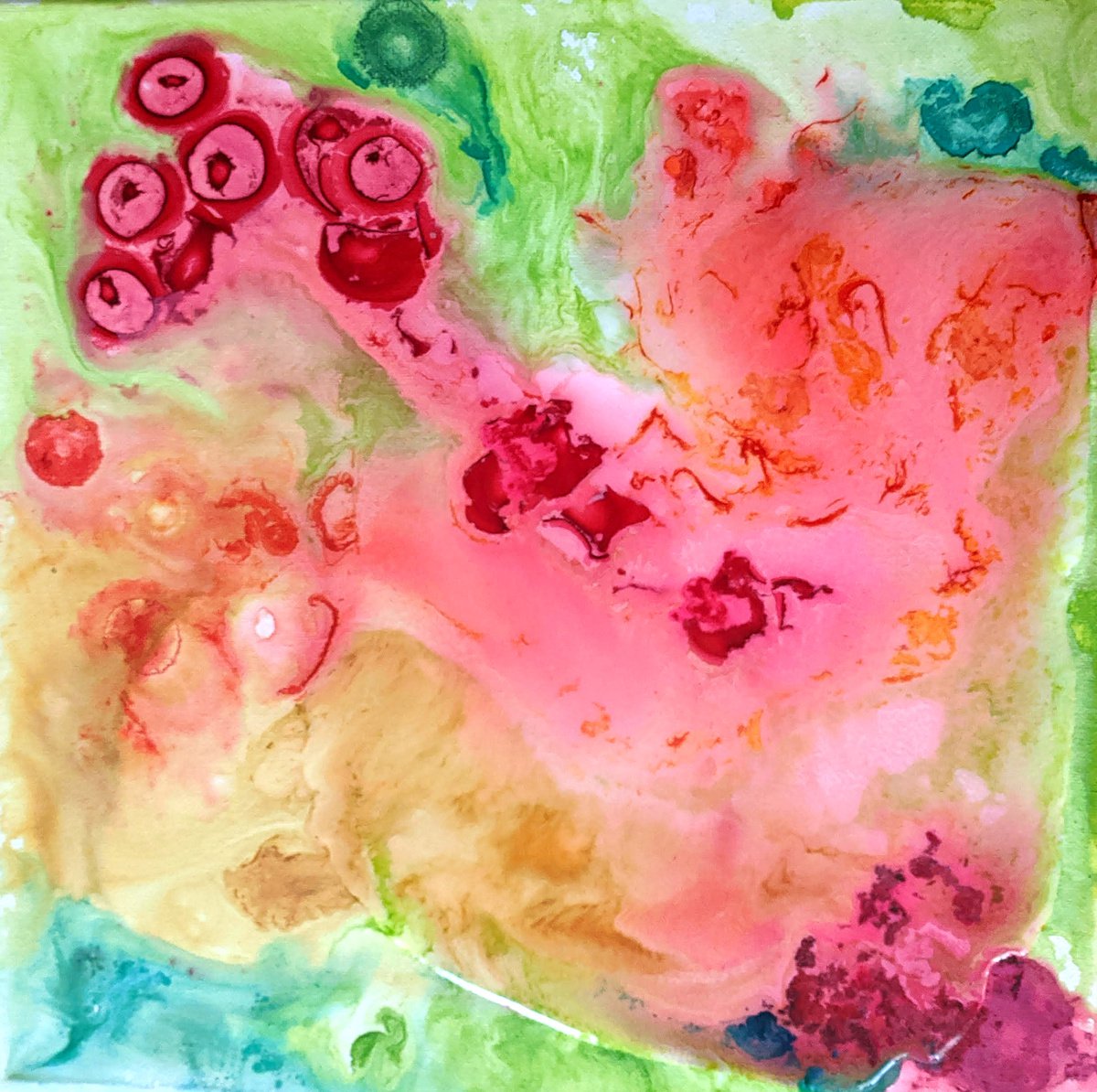 Abstract Painting By Shelli Finch, 12 X 12", Spring Buds, Original Artwork