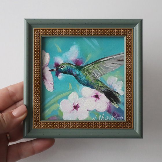 Hummingbird Painting Framed