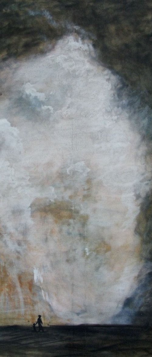 The Rock Houses, against a Turbulent Sky (Oil on canvas 39x39 inch) by Jack Bagley