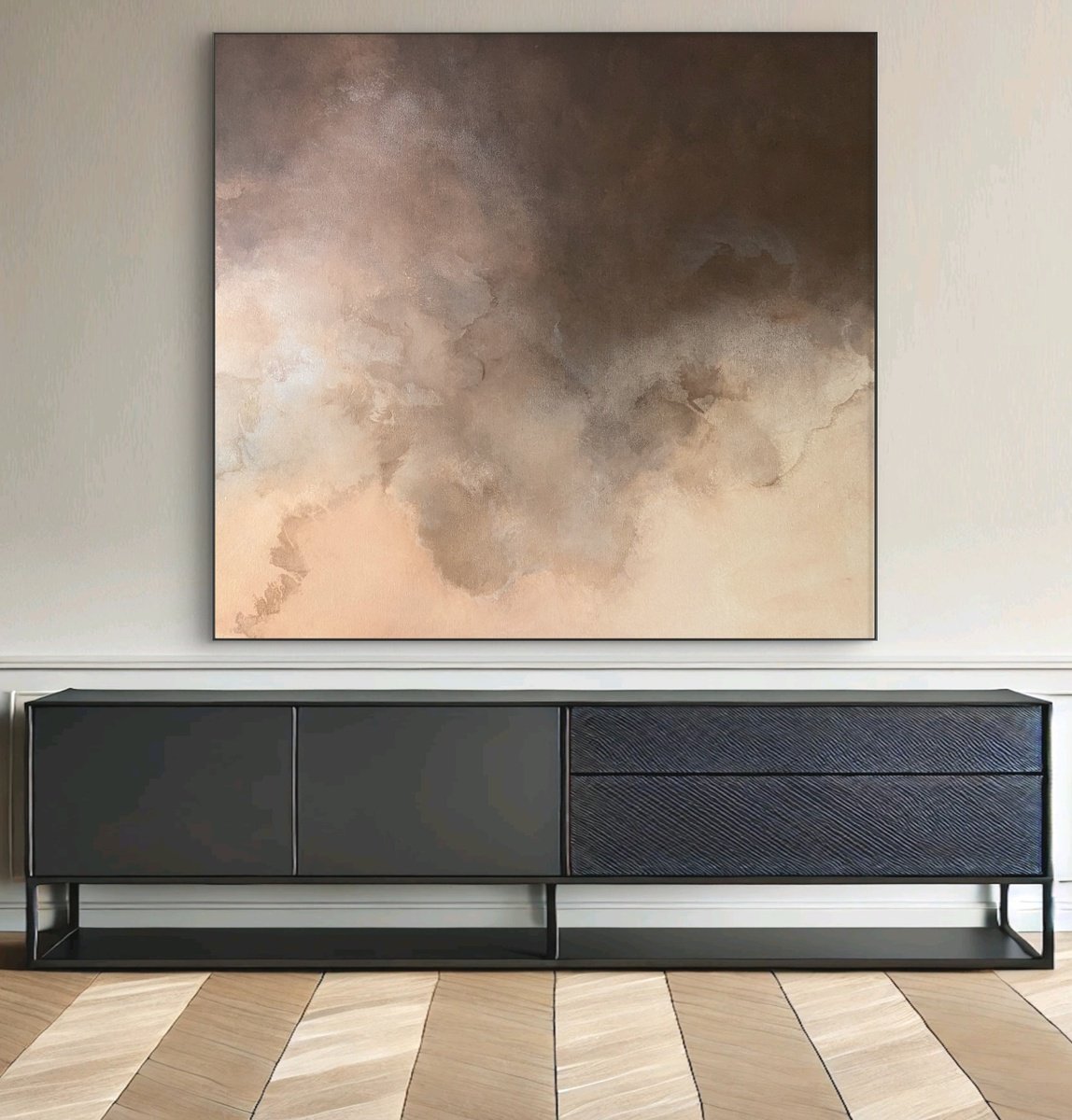 Abstract Acrylic Painting By Gabriela Azar Schreiner, 55 X 51, Mocha Mousse, Original Artwork