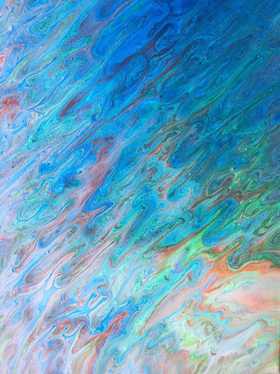 "Fire and Water" - Original Abstract PMS Acrylic Painting - 16 x 20 inches