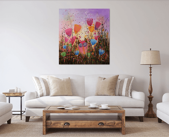 Young Folks - A Friendly Surprise #3 - Large original abstract floral painting