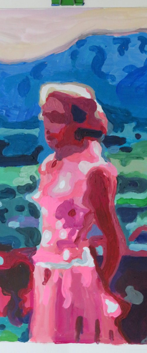 woman in pink by Stephen Abela